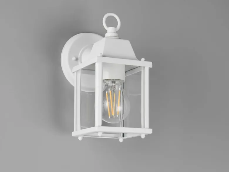 Landhausstil Außenwandleuchte MIRANDE, Wandlaterne Weiß, Höhe 22cm