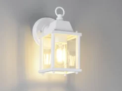Landhausstil Außenwandleuchte MIRANDE, Wandlaterne Weiß, Höhe 22cm