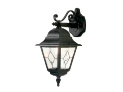 Landhausstil Außenwandleuchte NORFOLK Laterne hängend mit Bleiglas, Höhe 45cm
