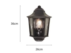 Landhausstil Außenwandleuchte NORFOLK Laterne Halbschale mit Bleiglas, Höhe 36cm