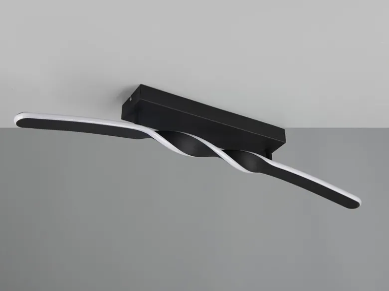 Lange LED Deckenleuchte GINKO Metall Schwarz, Breite 79cm