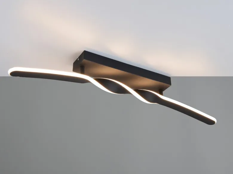 Lange LED Deckenleuchte GINKO Metall Schwarz, Breite 79cm