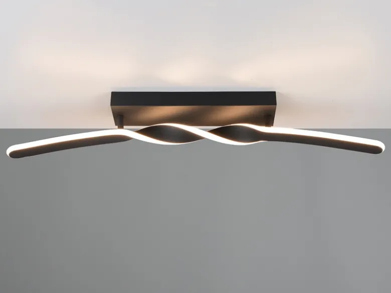 Lange LED Deckenleuchte GINKO Metall Schwarz, Breite 79cm