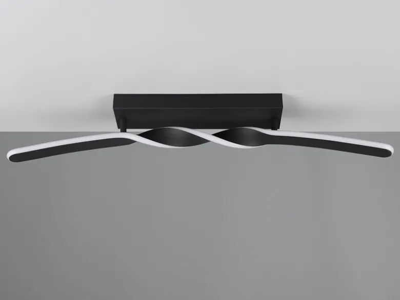 Lange LED Deckenleuchte GINKO Metall Schwarz, Breite 79cm