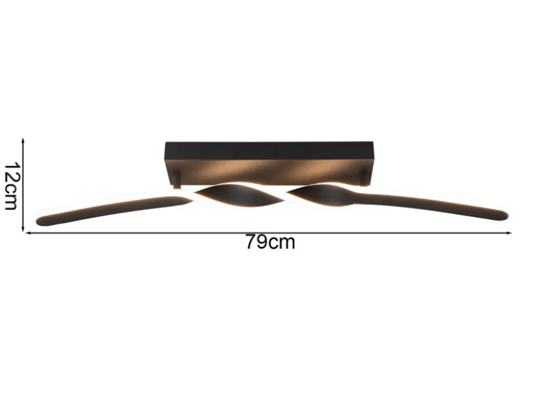 Lange LED Deckenleuchte GINKO Metall Schwarz, Breite 79cm