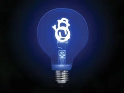 LED Deko Leuchtmittel Schneemann Blau mit E27 Fassung