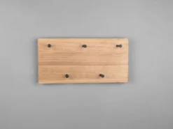 LED Holzbalken Wandgarderobe SAMANTHA mit 5 Haken 40x20cm