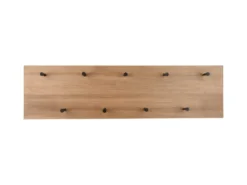LED Holzbalken Wandgarderobe SAMANTHA mit 9 Haken 75x30cm