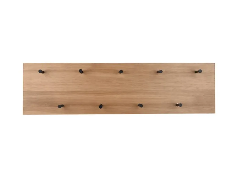 LED Holzbalken Wandgarderobe SAMANTHA mit 9 Haken 75x30cm