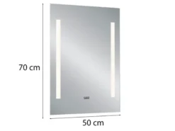 LED Lichtspiegel Wandspiegel ILONKA mit digitaler Uhr rechteckig 50x70cm