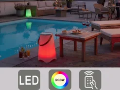 LED Akku Bodenlampe CALLOON mit RGB, Bluetooth Lautsprecher & Weinkühler 50cm