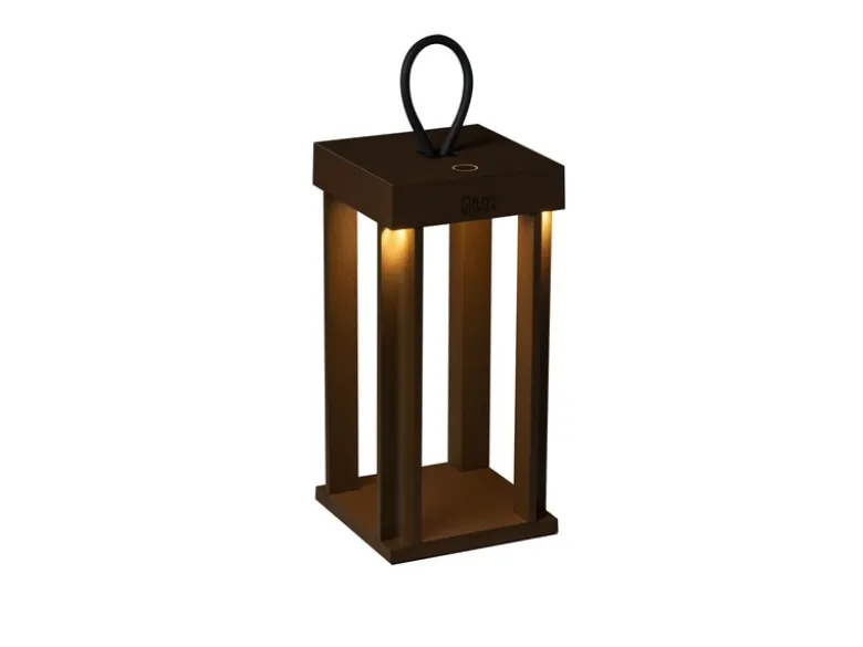 LED Akku Outdoor Laterne CANNES per USB aufladbar, Rostoptik Höhe 42cm