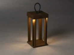 LED Akku Outdoor Laterne CANNES per USB aufladbar, Rostoptik Höhe 42cm