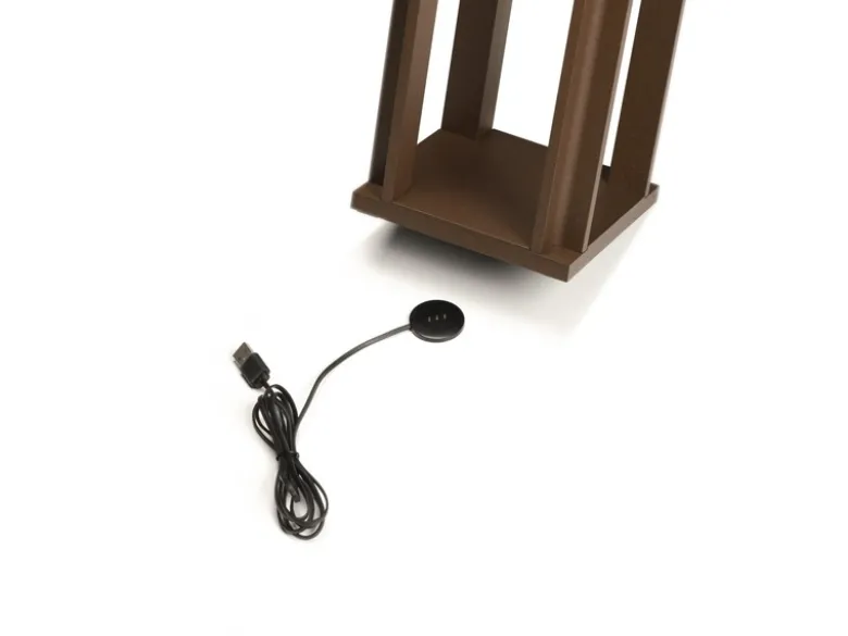 LED Akku Outdoor Laterne CANNES per USB aufladbar, Rostoptik Höhe 42cm