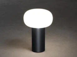 LED Akku Outdoor Tischleuchte ANTIBES mit RGB Farbwechsel, Schwarz Höhe 19cm