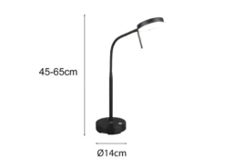 LED Akku Schreibtischlampe MORENO dimmbar mit Flexarm, Schwarz Höhe 45cm