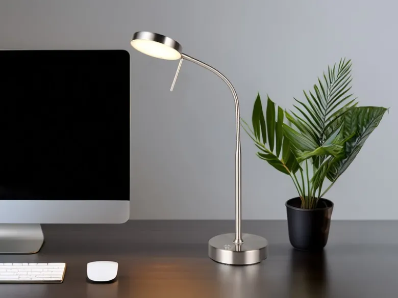 LED Akku Schreibtischlampe MORENO dimmbar mit Flexarm, Silber Höhe 45cm