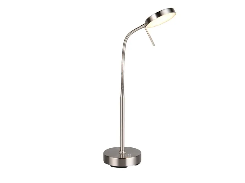 LED Akku Schreibtischlampe MORENO dimmbar mit Flexarm, Silber Höhe 45cm