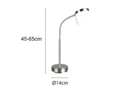 LED Akku Schreibtischlampe MORENO dimmbar mit Flexarm, Silber Höhe 45cm