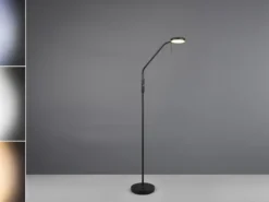 LED Akku Stehlampe MORENO dimmbar mit Flexarm, Schwarz Höhe 137cm
