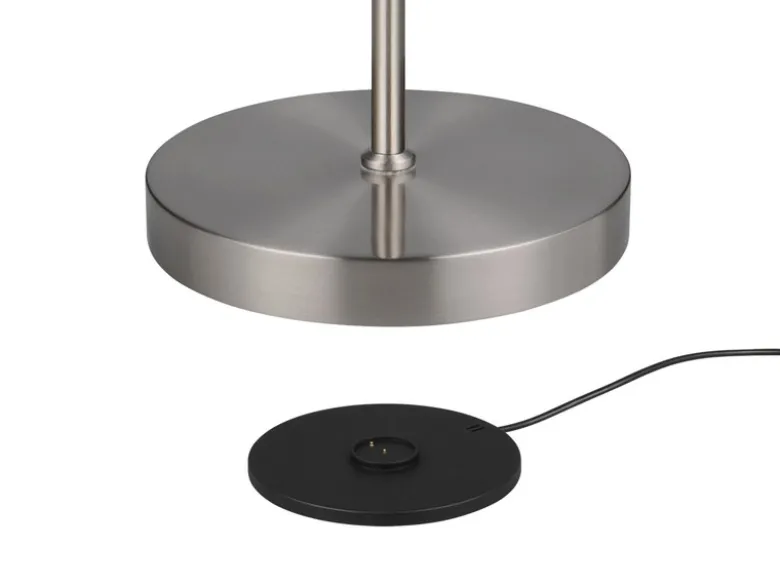 LED Akku Stehlampe MORENO dimmbar mit Flexarm, Silber Höhe 137cm