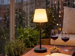 LED Akku Tischleuchte MARTINEZ für Innen & Außen, Schwarz 39cm