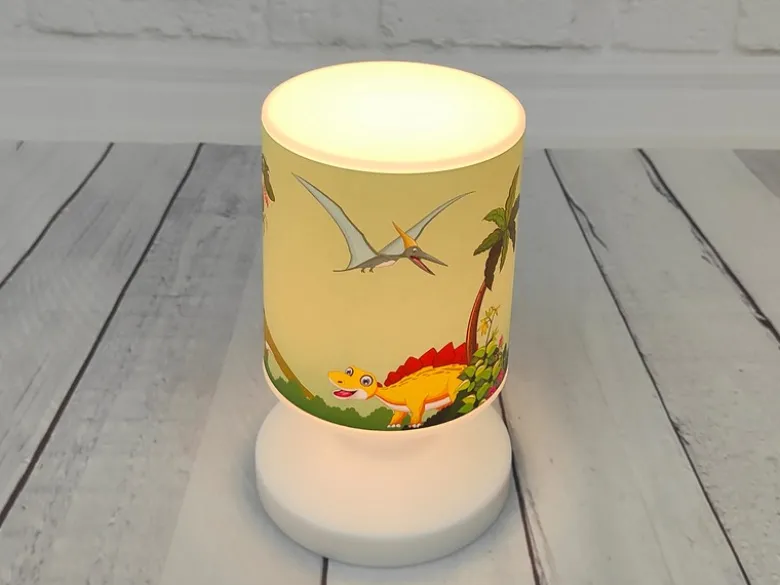LED Akku Tischleuchte mit Dino Motiven per USB aufladbar, Höhe 20cm