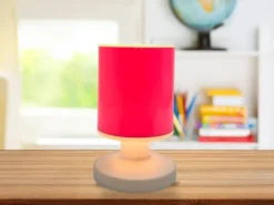 LED Akku Tischleuchte mit Schirm Rosa, per USB aufladbar, Höhe 20cm