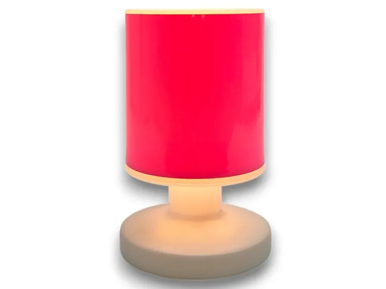 LED Akku Tischleuchte mit Schirm Rosa, per USB aufladbar, Höhe 20cm