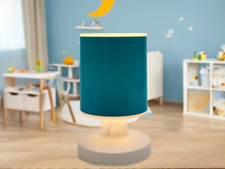 LED Akku Tischleuchte mit Schirm Petrol per USB aufladbar, Höhe 20cm