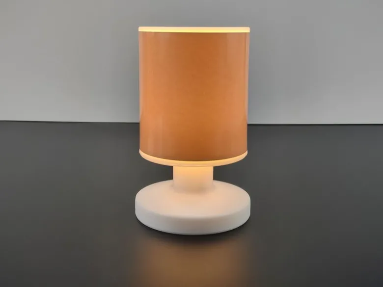 LED Akku Tischleuchte mit Schirm Pfirsichfarben, per USB aufladbar, Höhe 20cm