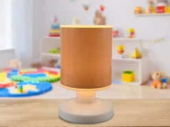 LED Akku Tischleuchte mit Schirm Pfirsichfarben, per USB aufladbar, Höhe 20cm