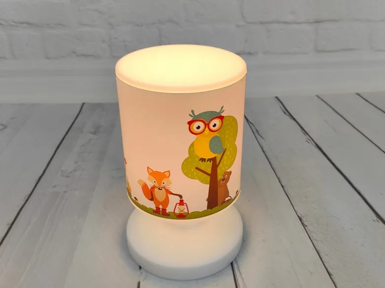 LED Akku Tischleuchte mit Waldtier Motiven per USB aufladbar, Höhe 20cm