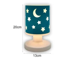 LED Akku Tischleuchte Petrol mit Mond & Sternen per USB aufladbar, Höhe 20cm