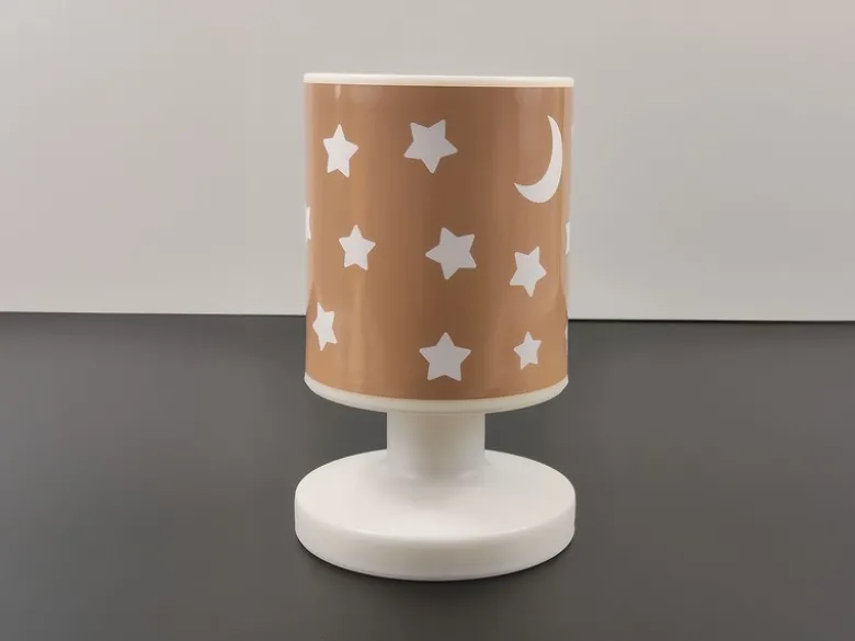 LED Akku Tischleuchte Pfirsichfarben Mond & Sterne per USB aufladbar, Höhe 20cm