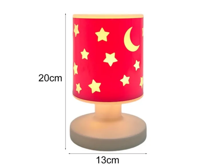 LED Akku Tischleuchte Rosa mit Mond & Sternen, per USB aufladbar, Höhe 20cm