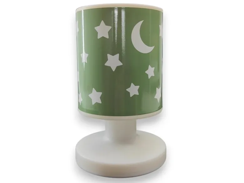 LED Akku Tischleuchte Salbeigrün mit Mond & Sternen per USB aufladbar, Höhe 20cm