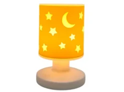 LED Akku Tischleuchte Sonnengelb mit Mond & Sternen per USB aufladbar, Höhe 20cm