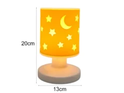 LED Akku Tischleuchte Sonnengelb mit Mond & Sternen per USB aufladbar, Höhe 20cm