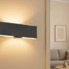 LED Akku Wandleuchte mit Fernbedienung, per USB aufladbar, Schwarz Breite 22cm