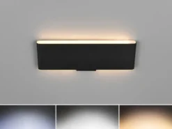 LED Akku Wandleuchte mit Fernbedienung, per USB aufladbar, Schwarz Breite 22cm