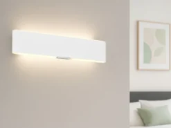 LED Akku Wandleuchte mit Fernbedienung, per USB aufladbar, Weiß, Breite 32cm