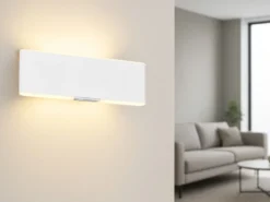 LED Akku Wandleuchte mit Fernbedienung, per USB aufladbar, Weiß Breite 22cm
