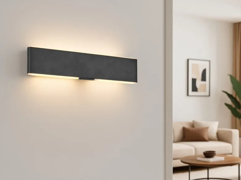 LED Akku Wandleuchte mit Fernbedienung, per USB aufladbar, Schwarz Breite 32cm