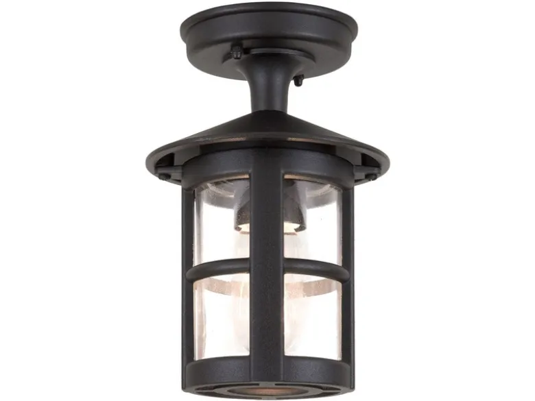 LED Außen Decken Laterne aus Alu im Landhausstil, Schwarz Höhe 23,5cm