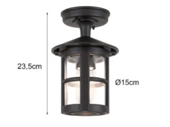 LED Außen Decken Laterne aus Alu im Landhausstil, Schwarz Höhe 23,5cm