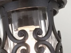 LED Außen Decken Laterne aus Alu im Landhausstil, Schwarz Höhe 26cm