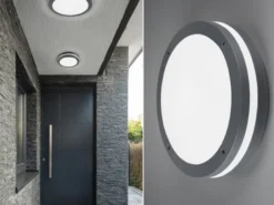 LED Außen Deckenleuchte Wandleuchte 2er SET mit Bewegungsmelder Anthrazit, Ø30cm
