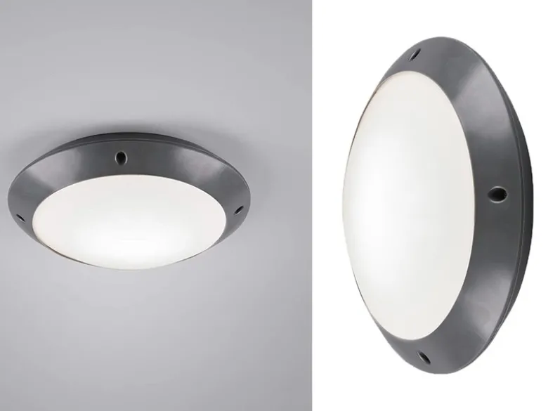 LED Außendeckenleuchte Wandlampe rund in Anthrazit - 26 cm