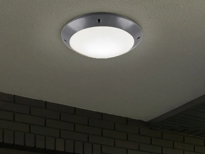 LED Außendeckenleuchte Wandlampe rund in Anthrazit - 26 cm
